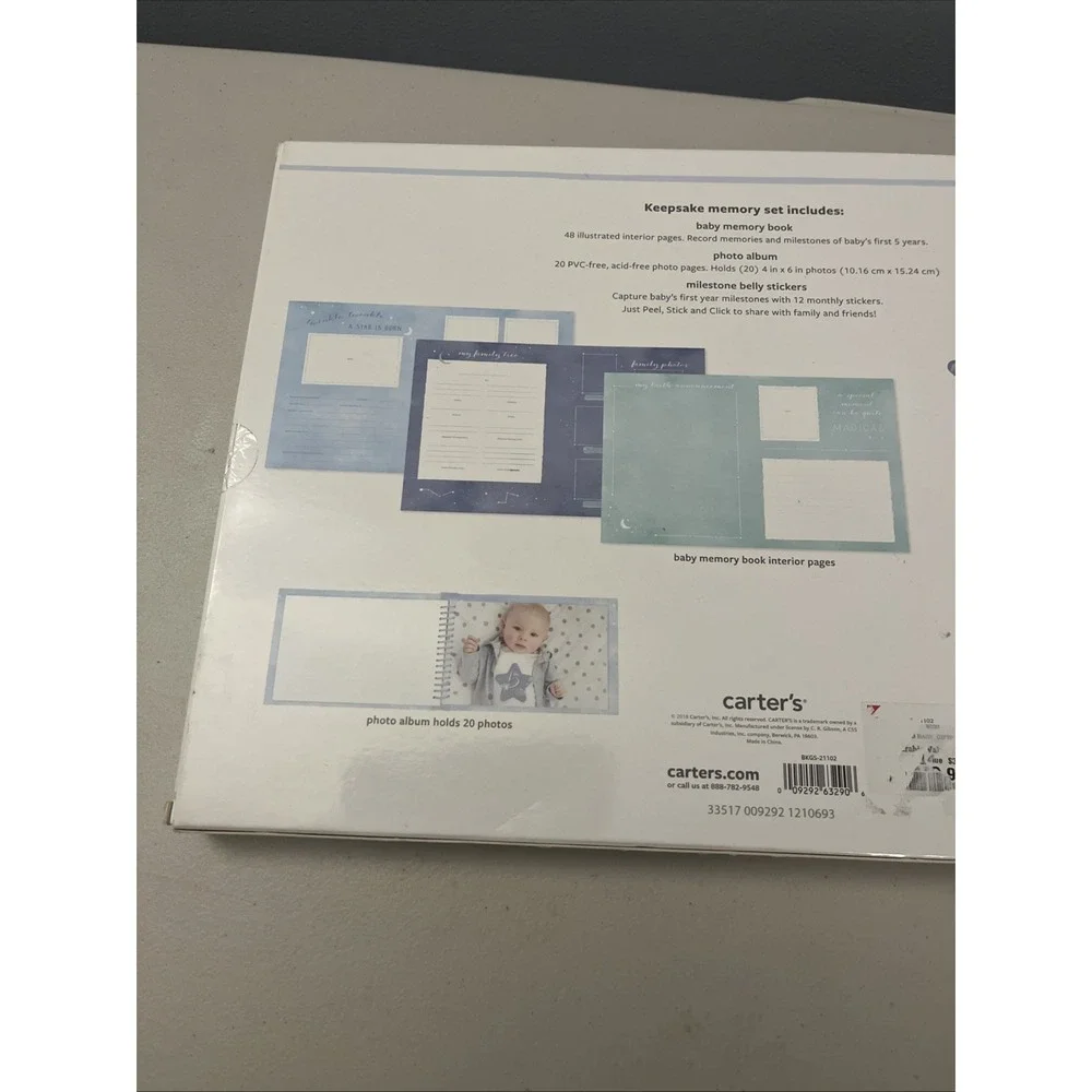 Carter's Blue All The Stars Gender Neutral Baby Memory Book for Newborn Keepsake